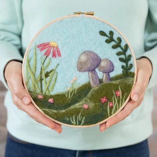 Painting With Wool Needle Felting Kit - Dani Ives' Toadstools 1 Painting With Wool Needle Felting Kit - Dani Ives' Toadstools