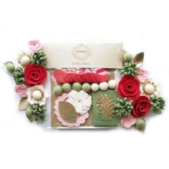 Felt Flower Wreath Craft Kit - Strawberry Mint -Alexandra Sales Store HGH 003b 51505.1674487256