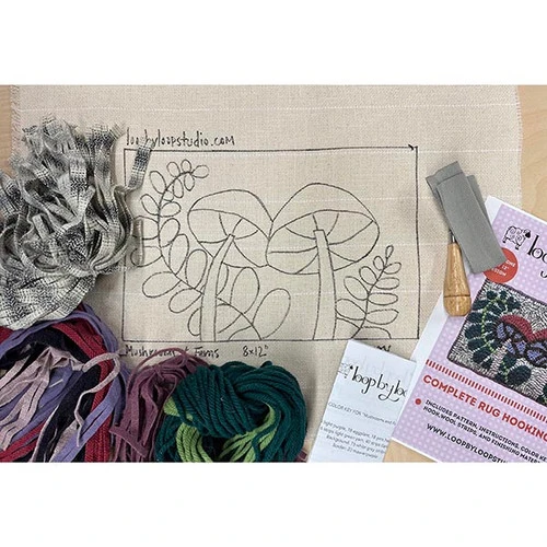 Beginner Rug Hooking Kit - Ferns & Mushrooms 2 Beginner Rug Hooking Kit - Ferns & Mushrooms - Image 2
