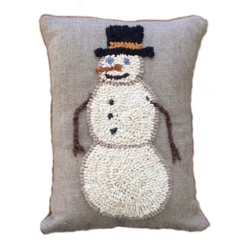 Pillow Rug Hooking Kit - Happy Snowman
