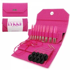 LYKKE Blush 3.5" Interchangeable Knitting Needle Set - Magenta Basketweave